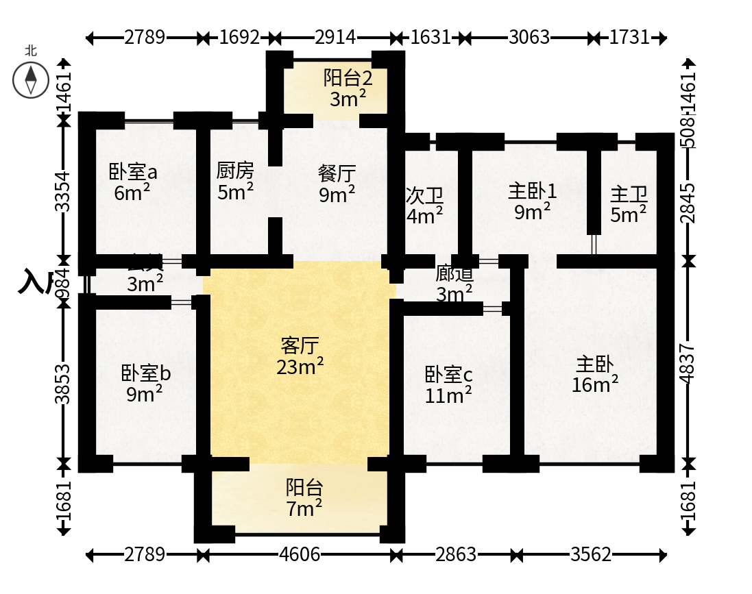 长沙如院  4室2厅2卫   120.00万户型图