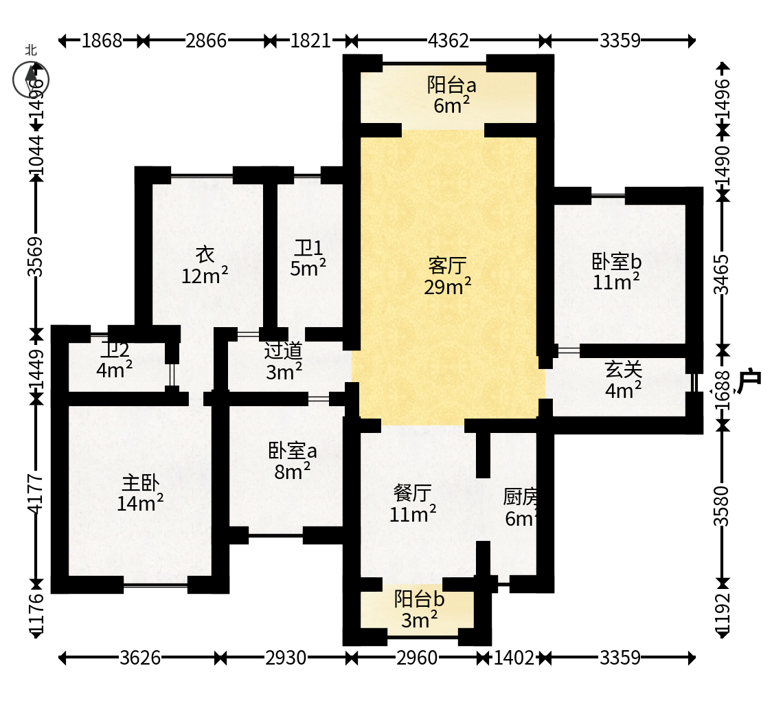 大汉公园里（大汉幸福佳园）  4室2厅2卫   78.00万户型图