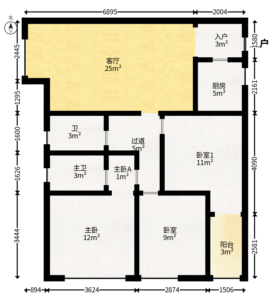 铂宫  3室2厅2卫    154.0万户型图