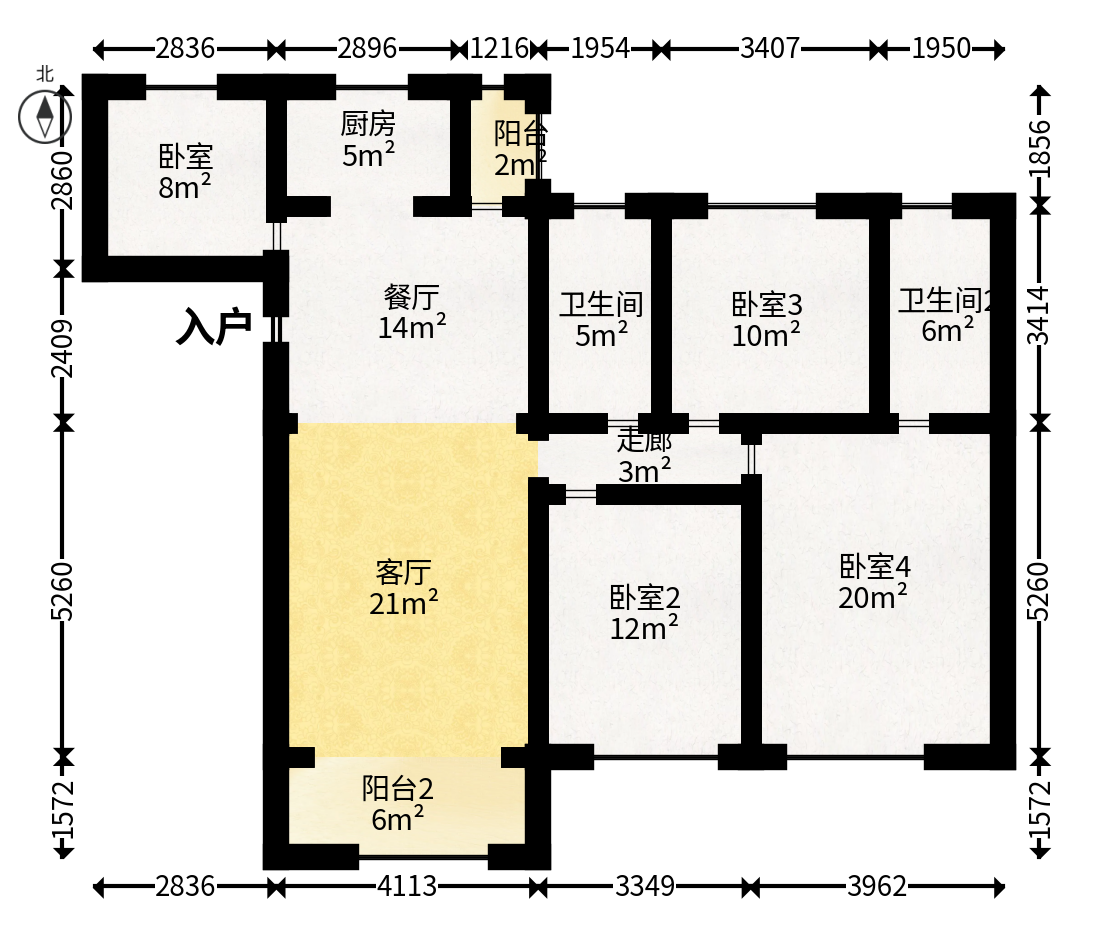 财汇新天地（财汇商务广场）  4室2厅2卫   73.00万户型图