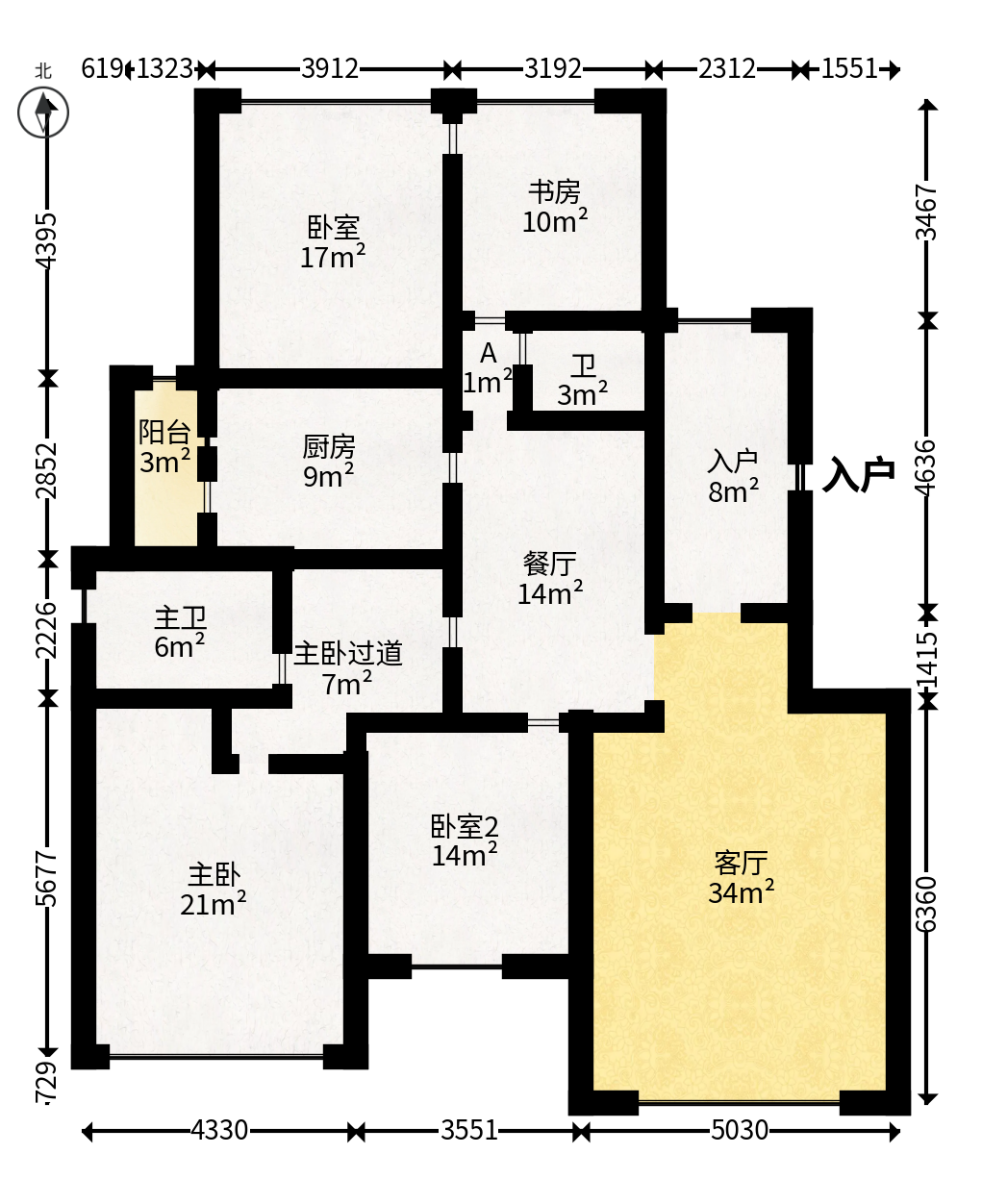 金科东方大院三四期  4室2厅2卫   168.00万户型图