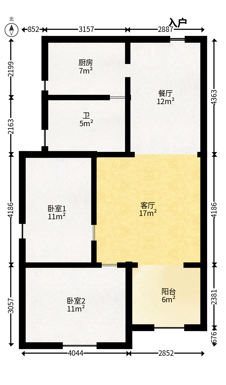 湘府9号  3室2厅2卫   72.00万户型图