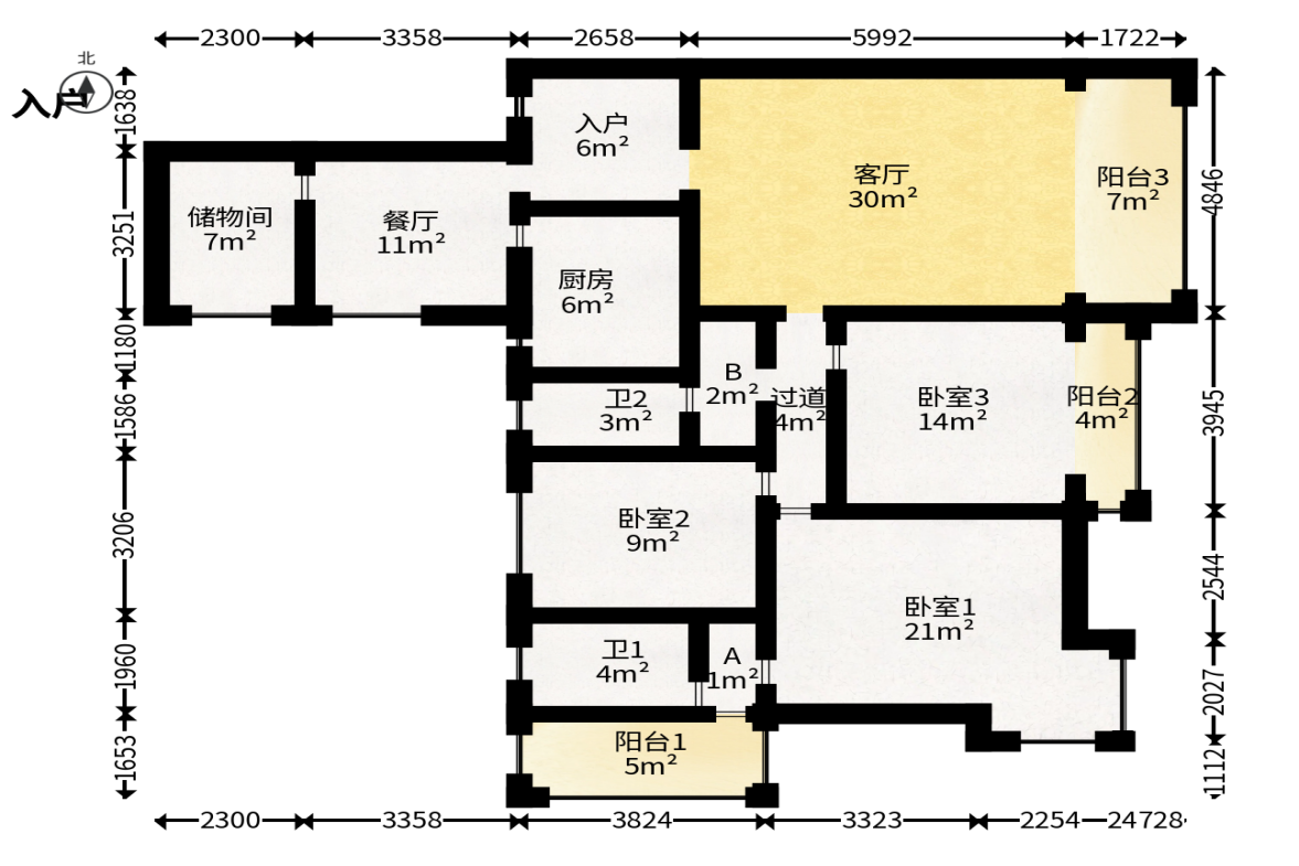 东方之珠  4室2厅2卫   102.80万户型图