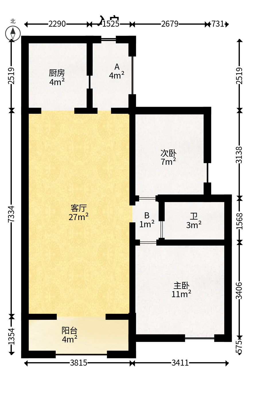 东方航标  2室2厅1卫   58.00万户型图