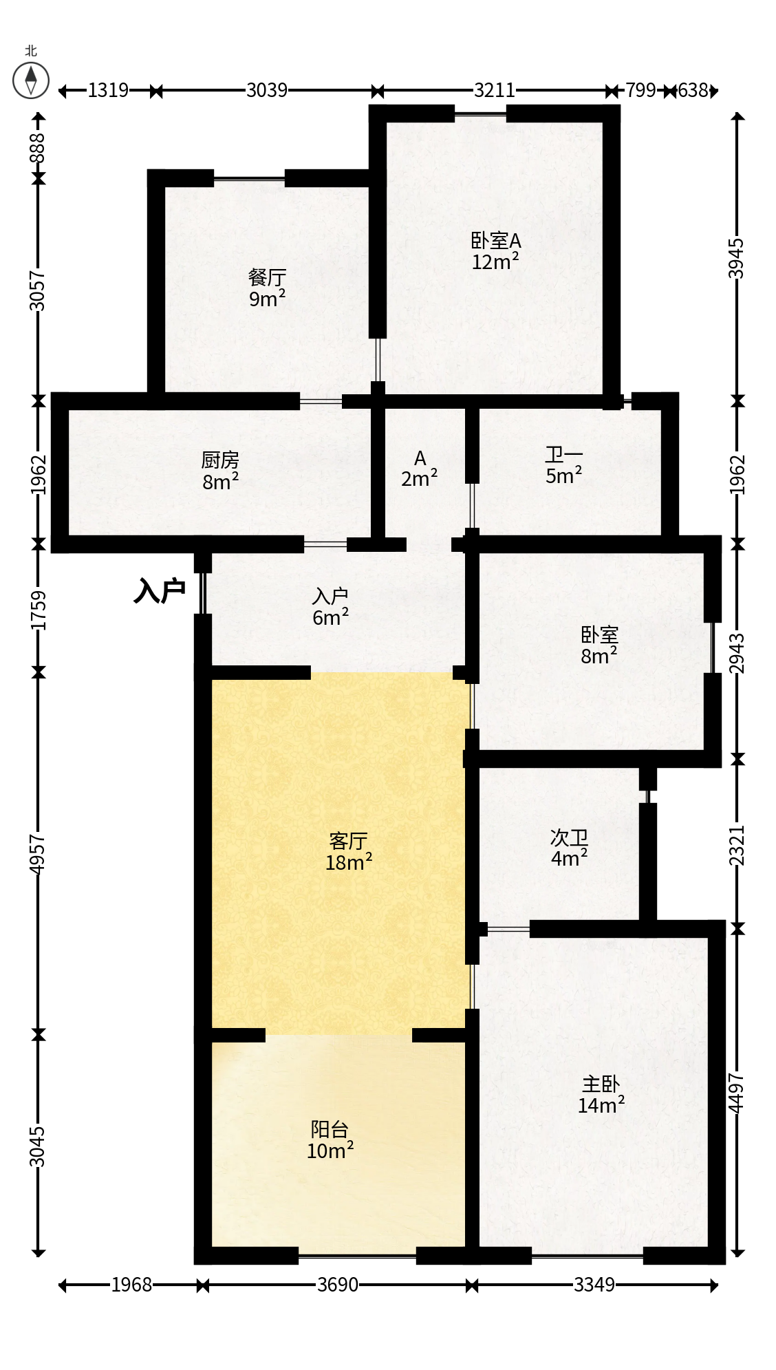 MOMA当代广场  4室2厅2卫   90.00万户型图