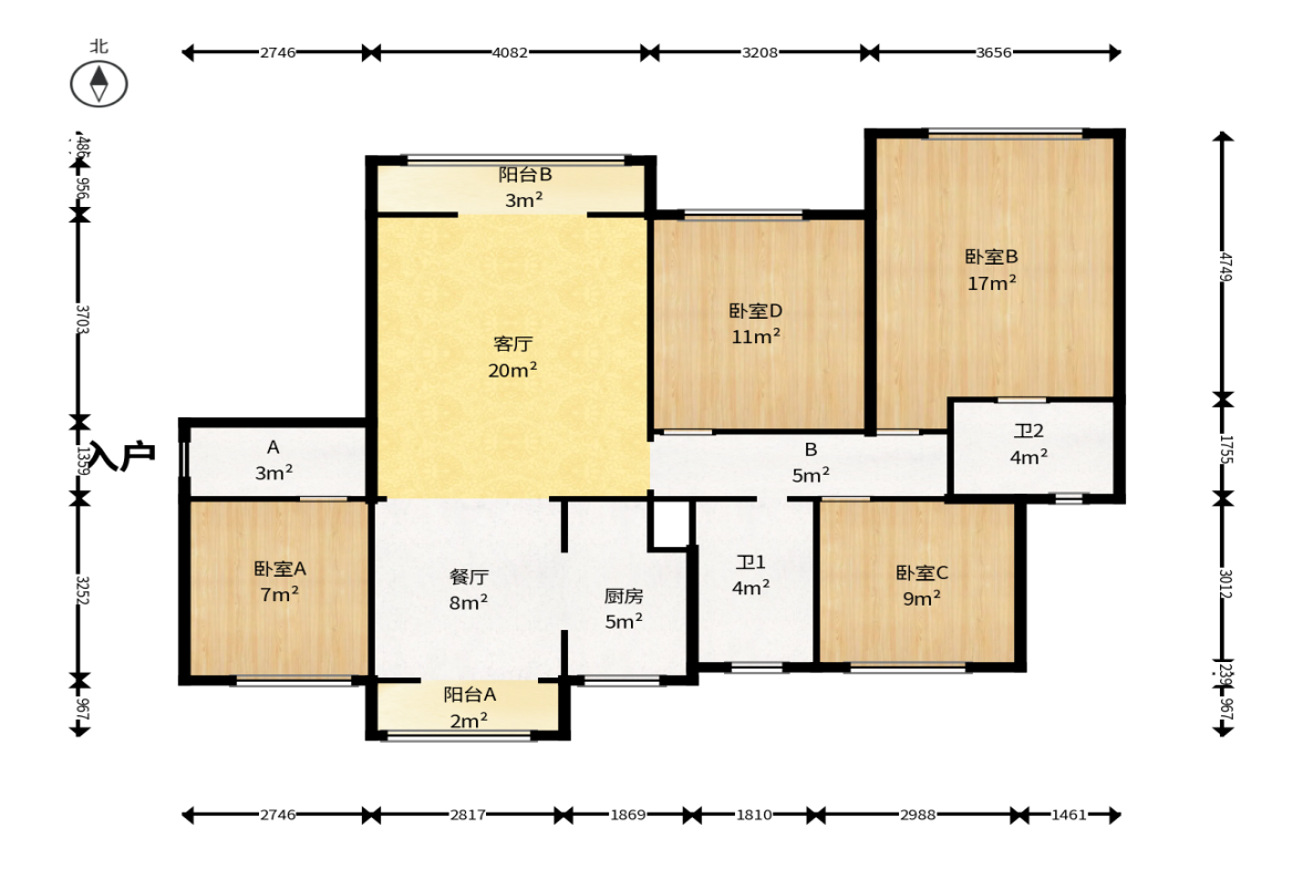 绿地长沙城际空间站（绿地新里佳苑）  4室2厅2卫   168.00万户型图