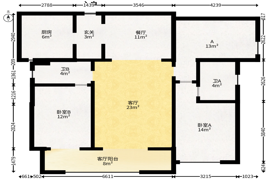 万科森林公园  3室2厅2卫   178.00万户型图