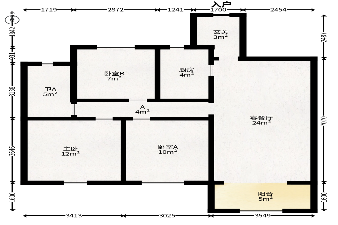 兰亭都荟（璟峰苑）  3室2厅1卫   118.00万户型图