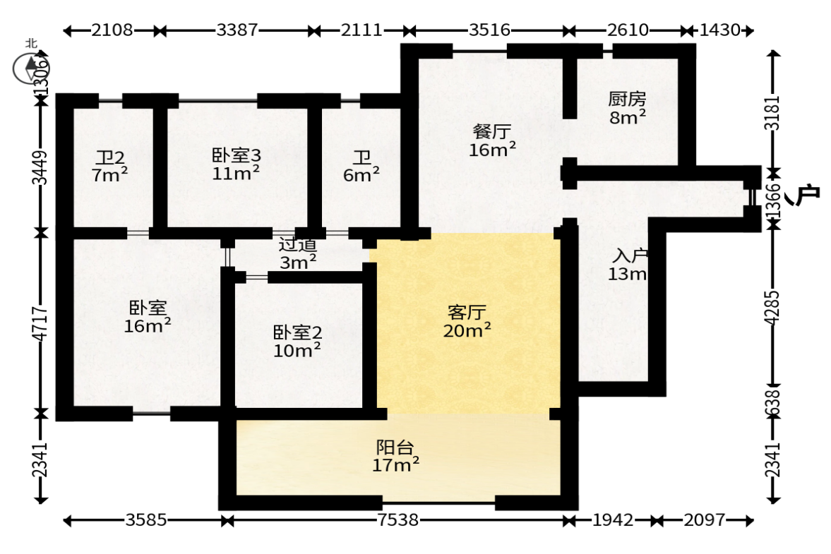 万象府台  4室2厅2卫   248.00万户型图