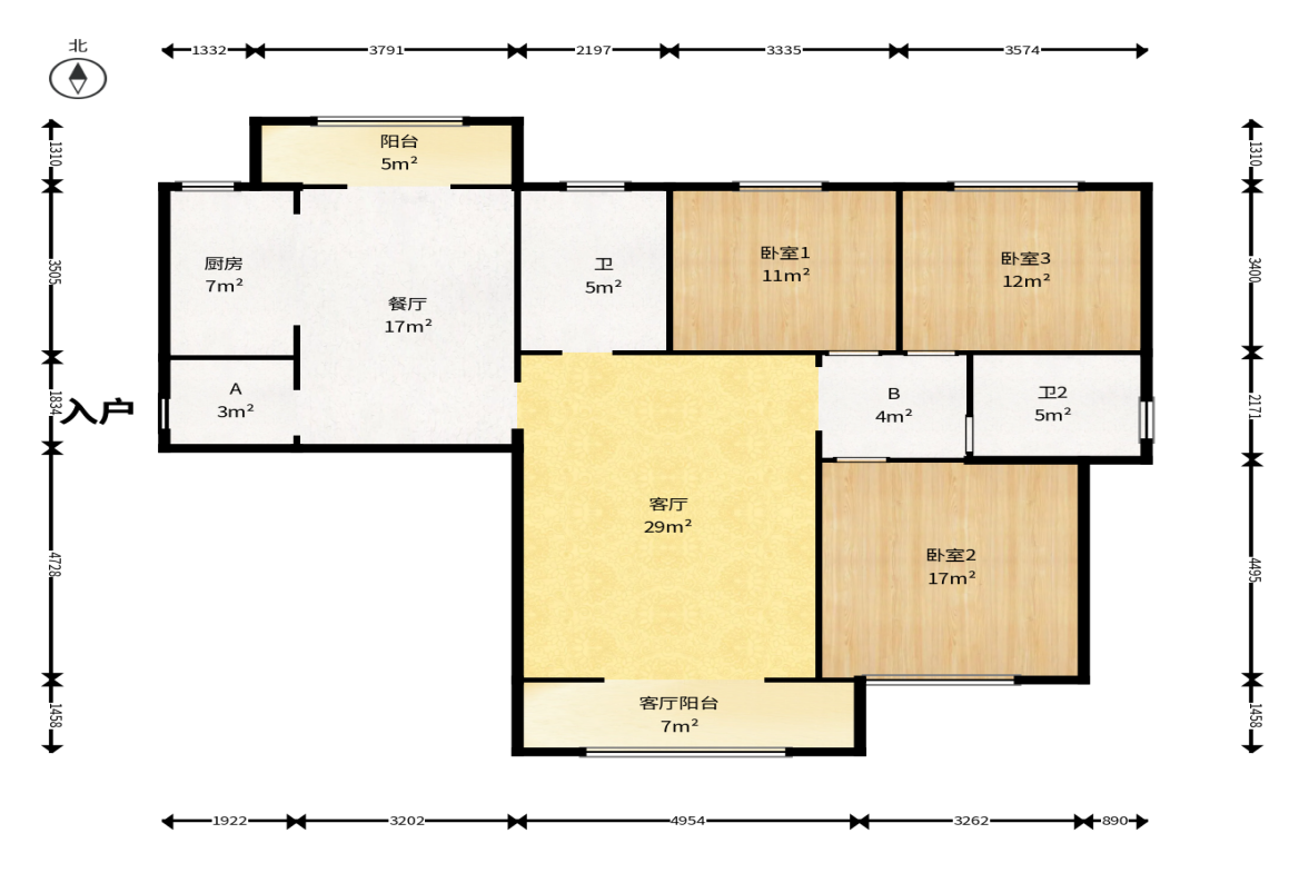 长沙欧洲城  3室2厅1卫    114.0万户型图