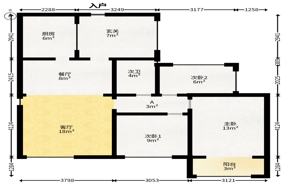 山语城二期  3室2厅1卫   62.80万户型图