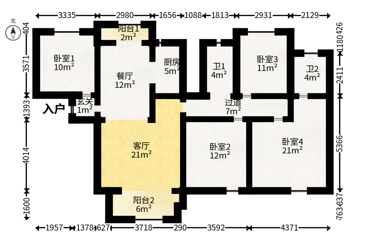 金富星悦汇  4室2厅2卫    89.8万户型图