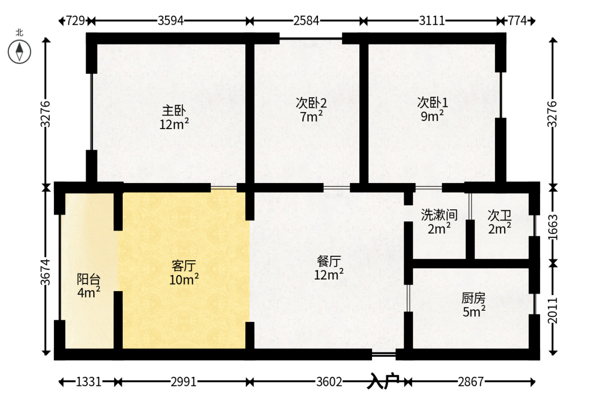 绿地海外滩一期  3室2厅1卫   55.00万户型图