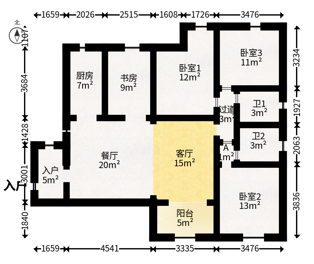 泊爱蓝湾  4室2厅2卫   130.80万户型图