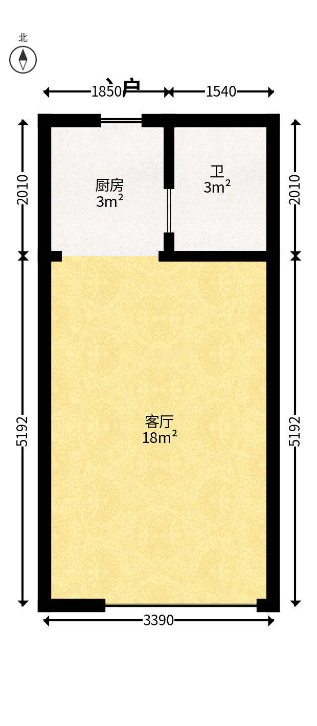 碧桂园翘楚棠  1室1厅1卫    15.0万户型图