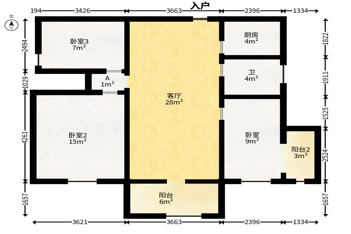 南枫时光  3室2厅1卫   82.00万户型图