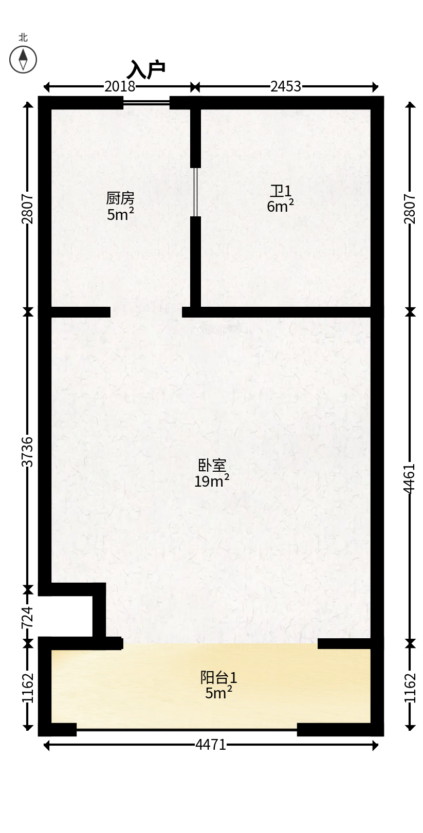 江山帝景哈佛  1室1厅1卫   29.80万户型图