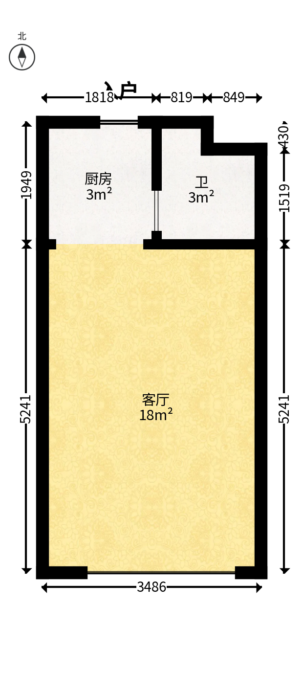 碧桂园翘楚棠  1室1厅1卫   15.00万户型图