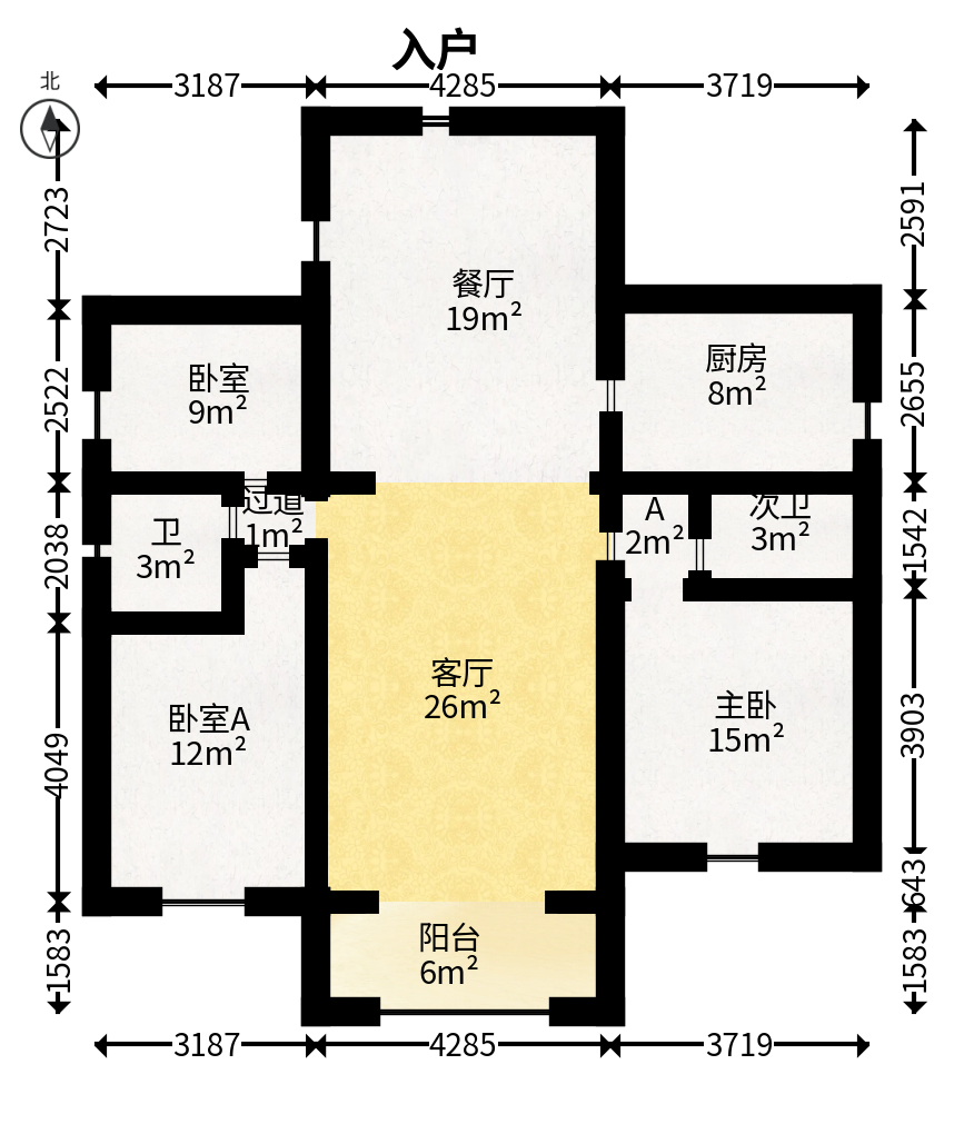 淞雅苑  3室2厅2卫   75.00万户型图