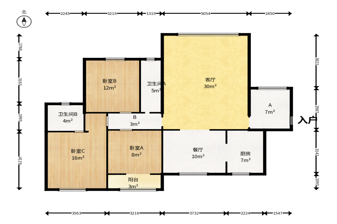 中悦领秀金都  3室2厅2卫   58.00万户型图