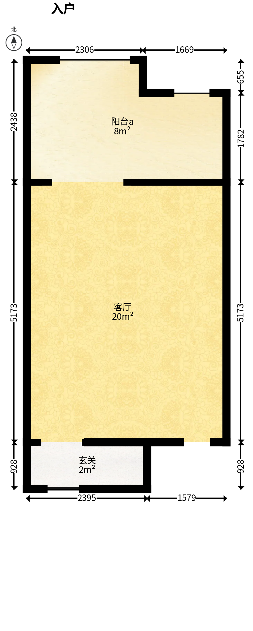 百合湖滨花园  2室2厅1卫   25.00万户型图