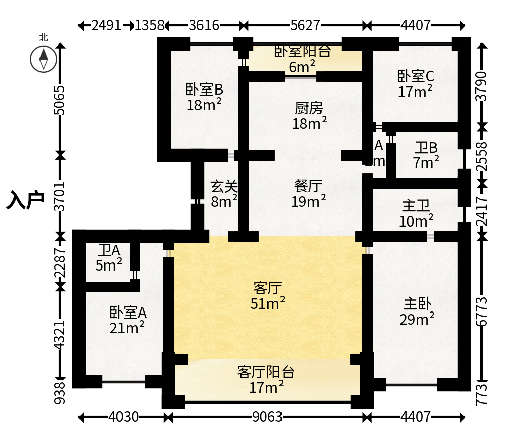 长沙悦府（华润万象城）  4室2厅4卫   598.00万户型图