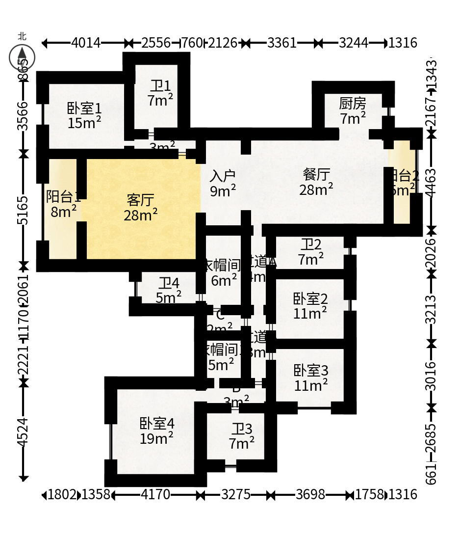 宝能公馆（美联天骄城五期）  5室2厅2卫   455.00万户型图