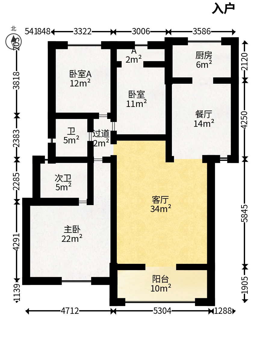 山水人家一二期  3室2厅2卫   65.00万户型图