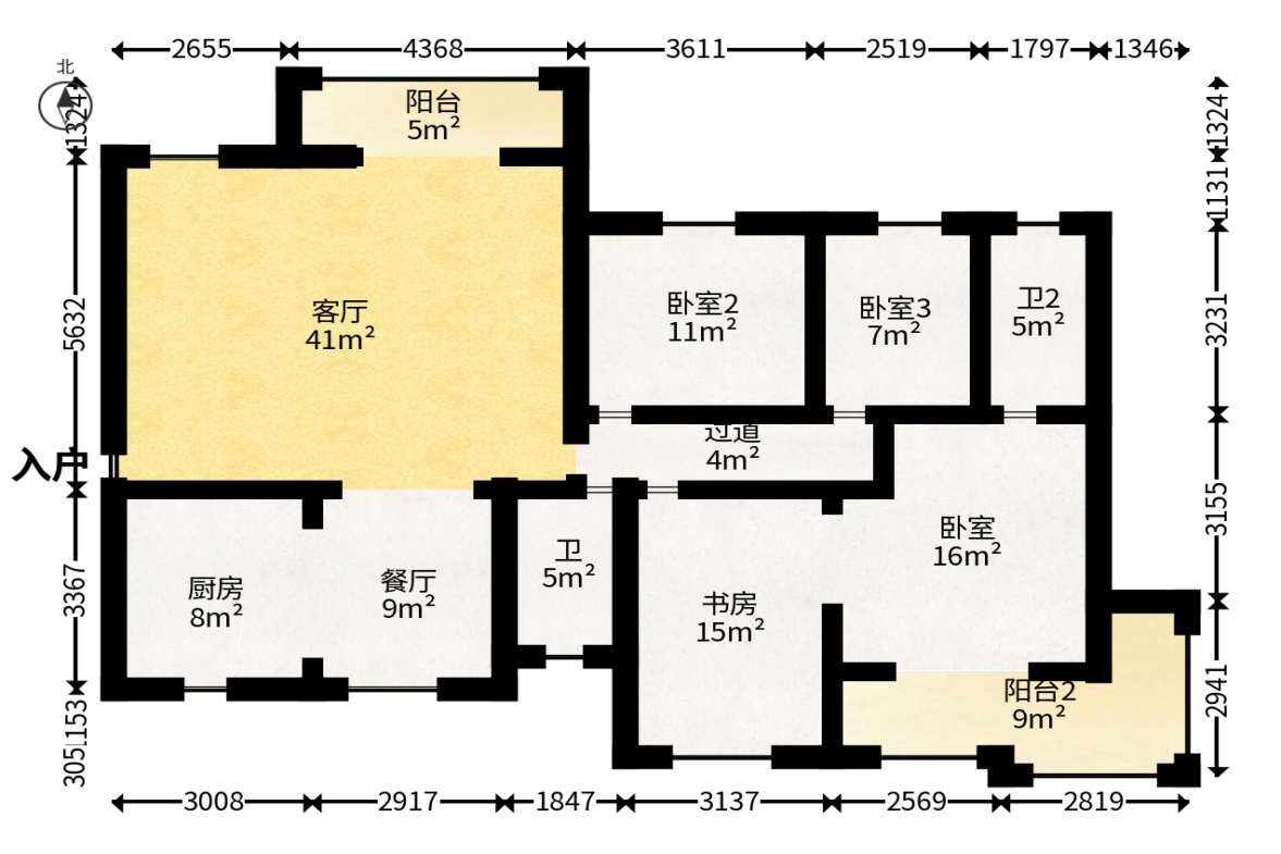 永祺西京  4室2厅2卫   208.00万户型图