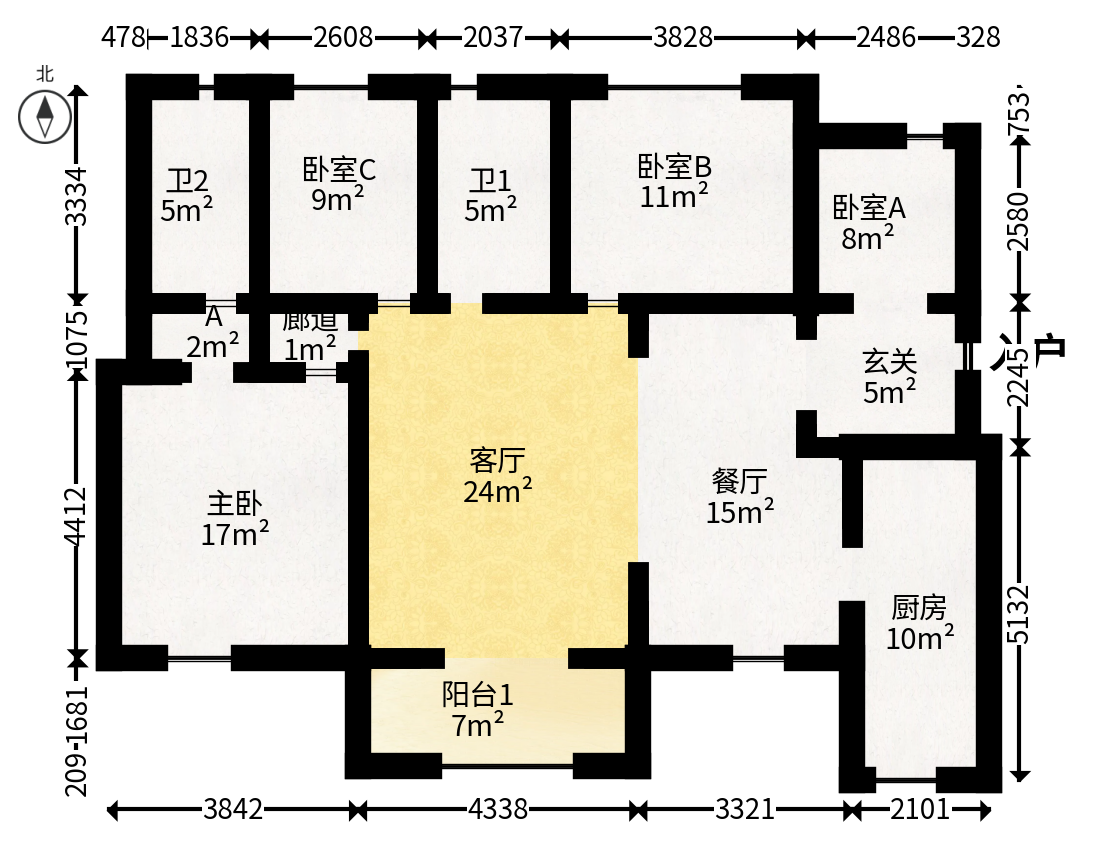 华润橡树湾  4室2厅2卫    105.0万户型图