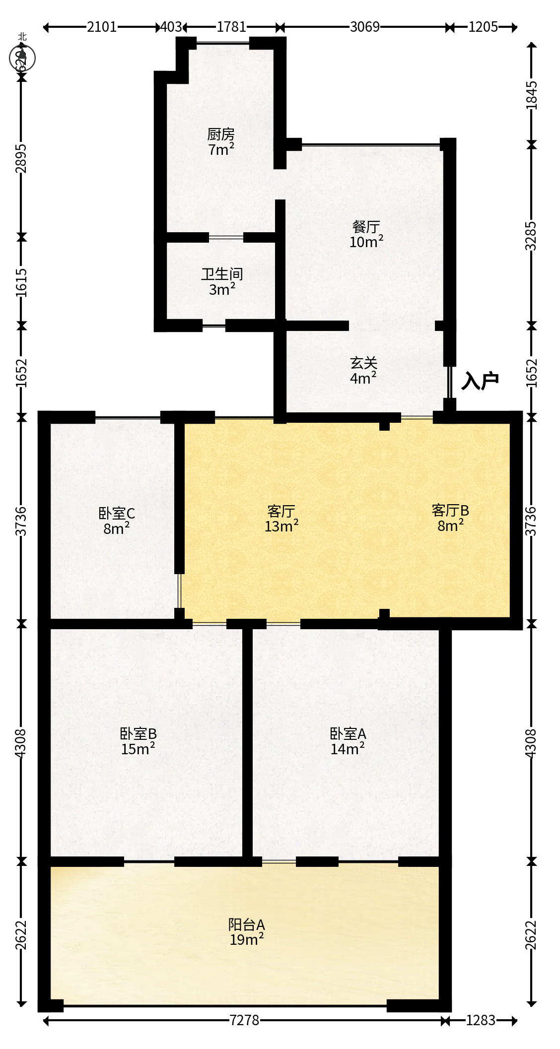 湘农桥社区  3室2厅1卫   91.80万户型图