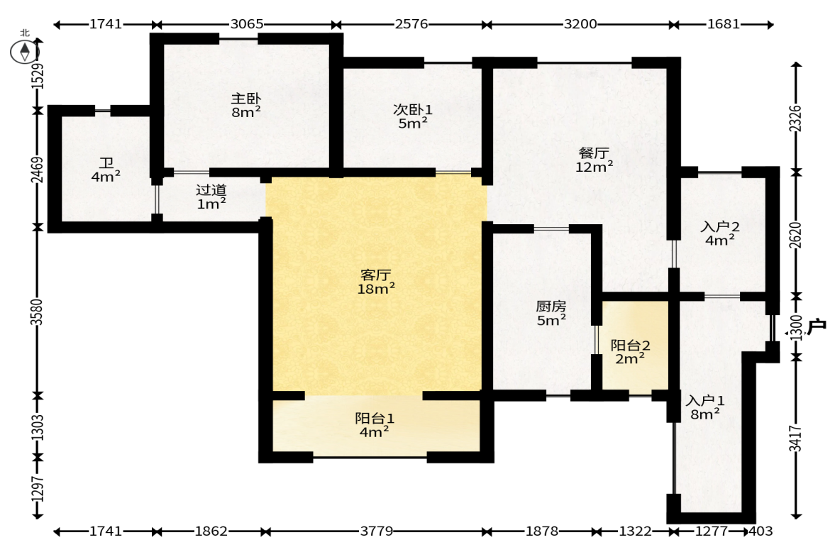 珠江郦城薰衣道  3室2厅1卫   100.00万户型图