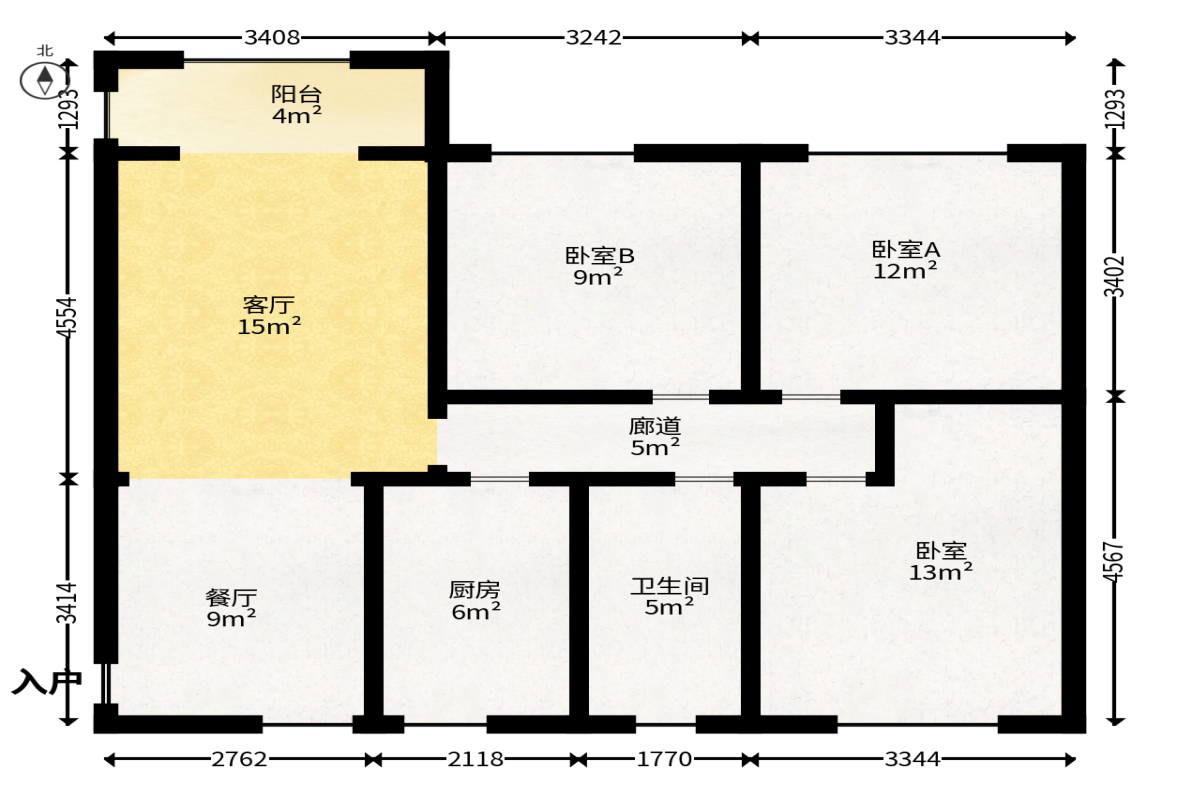 兰亭湾畔  3室2厅2卫   91.00万户型图