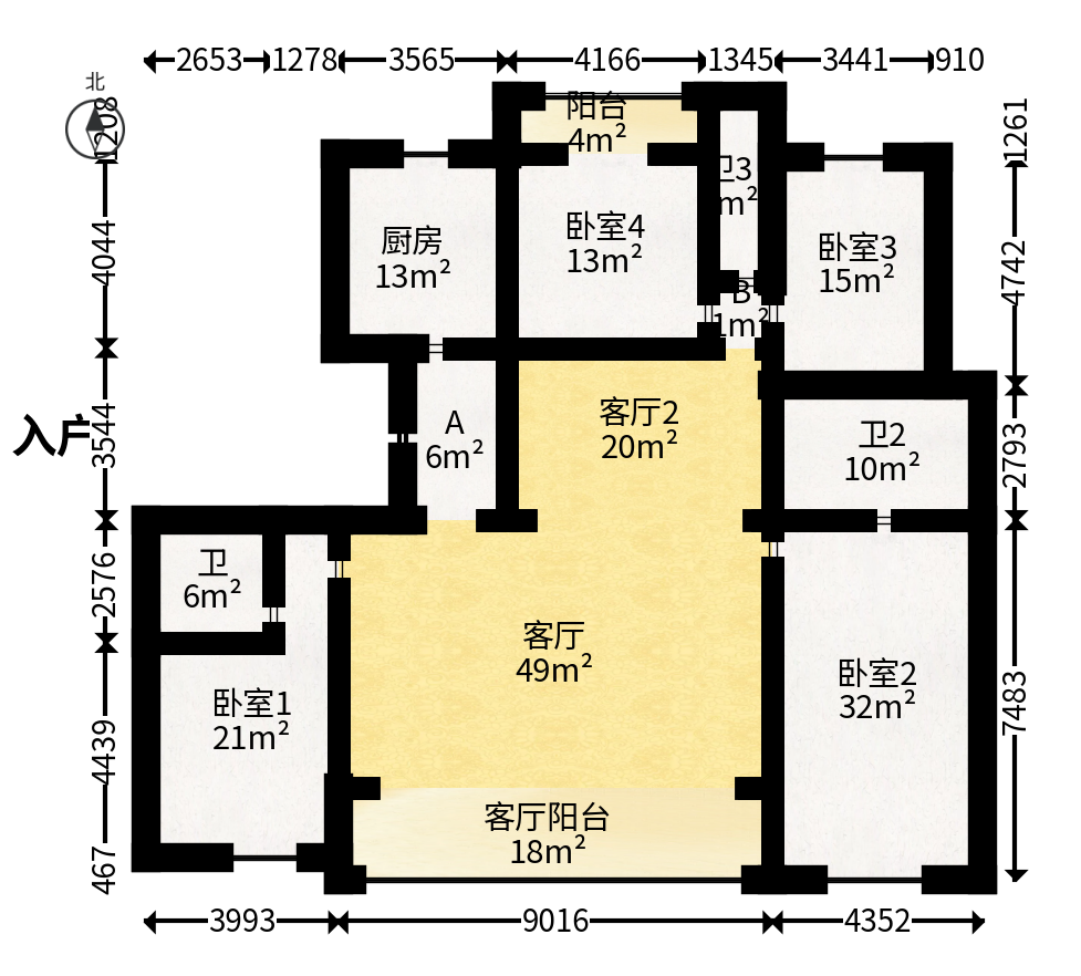 长沙润府  4室2厅3卫    397.98万户型图