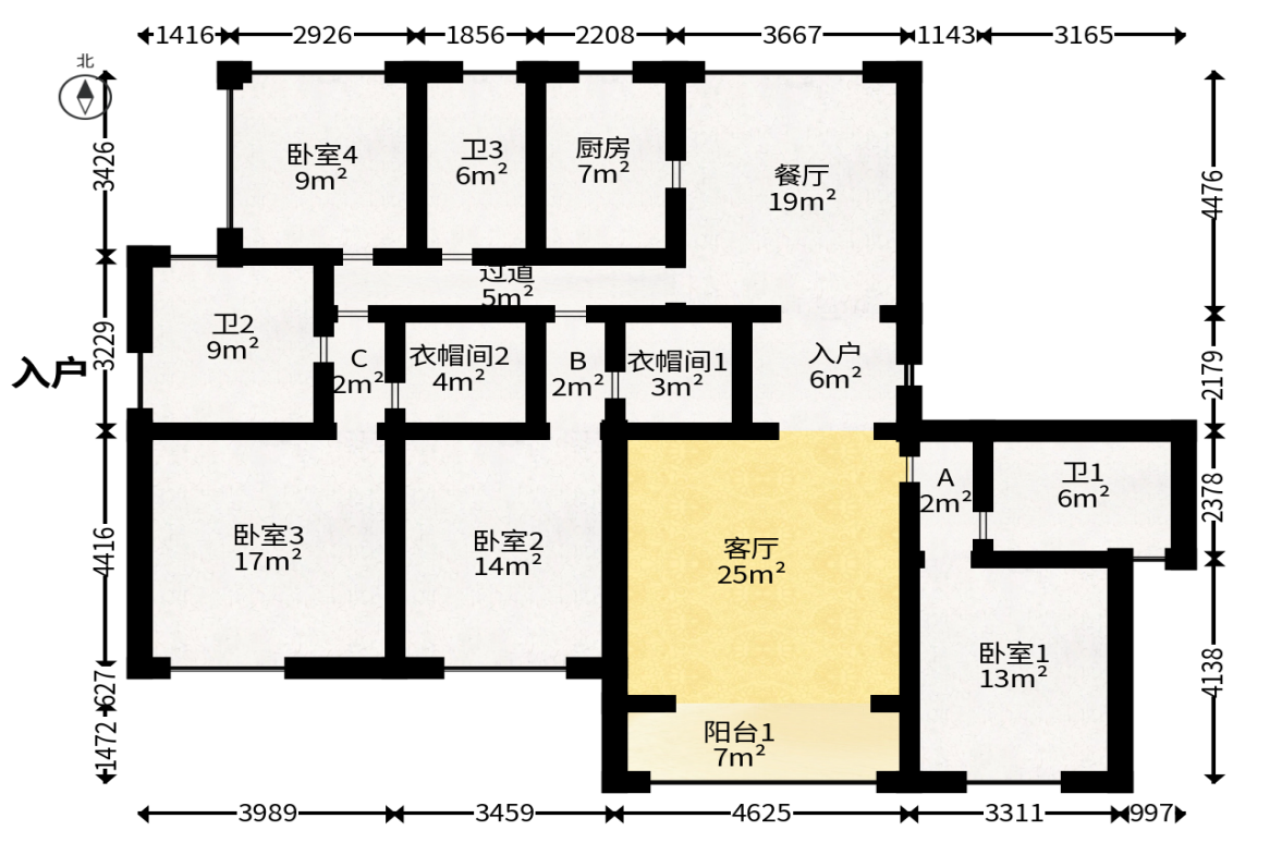 宝能公馆（美联天骄城五期）  5室1厅3卫    365.0万户型图