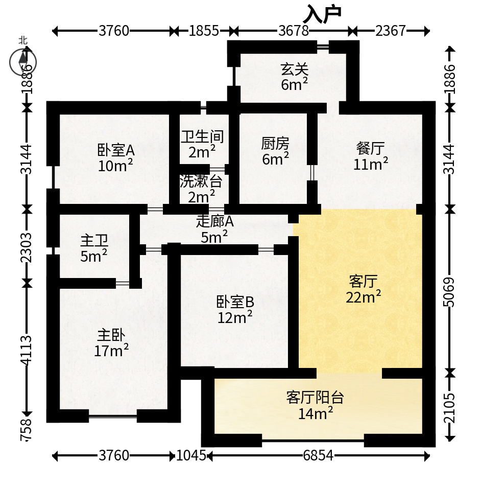 中建芙蓉嘉苑  3室2厅2卫   98.00万户型图