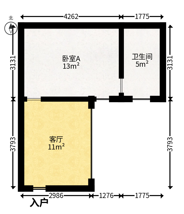锦璨家园  1室1厅1卫   15.80万户型图