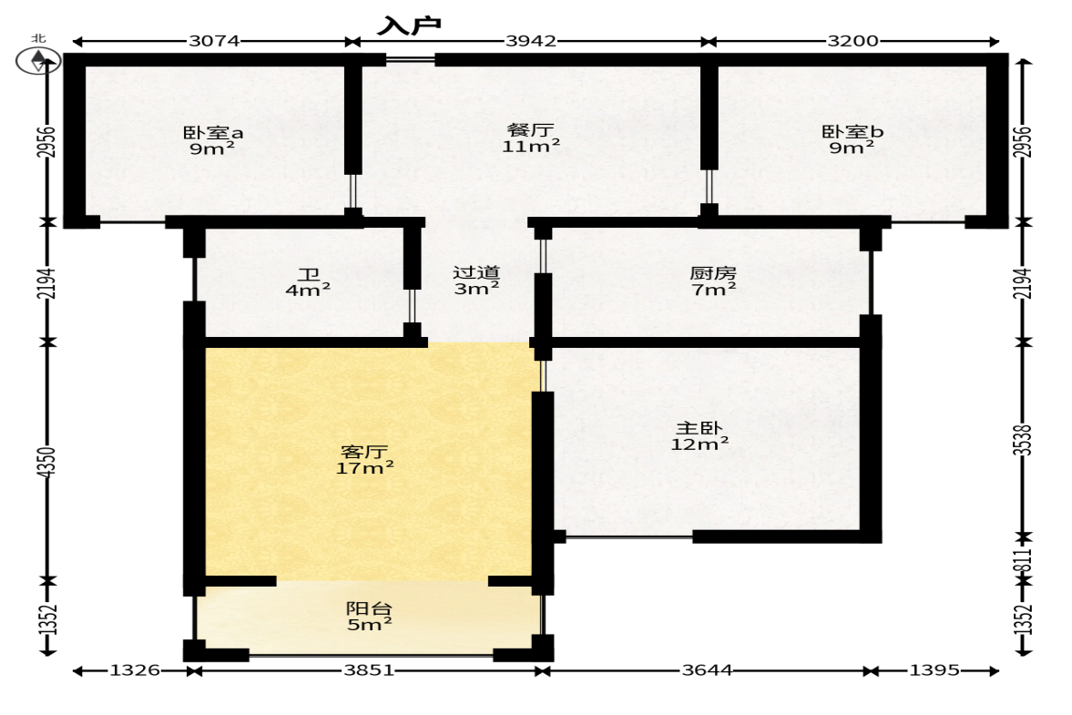 富基世纪公园  3室2厅1卫   69.80万户型图