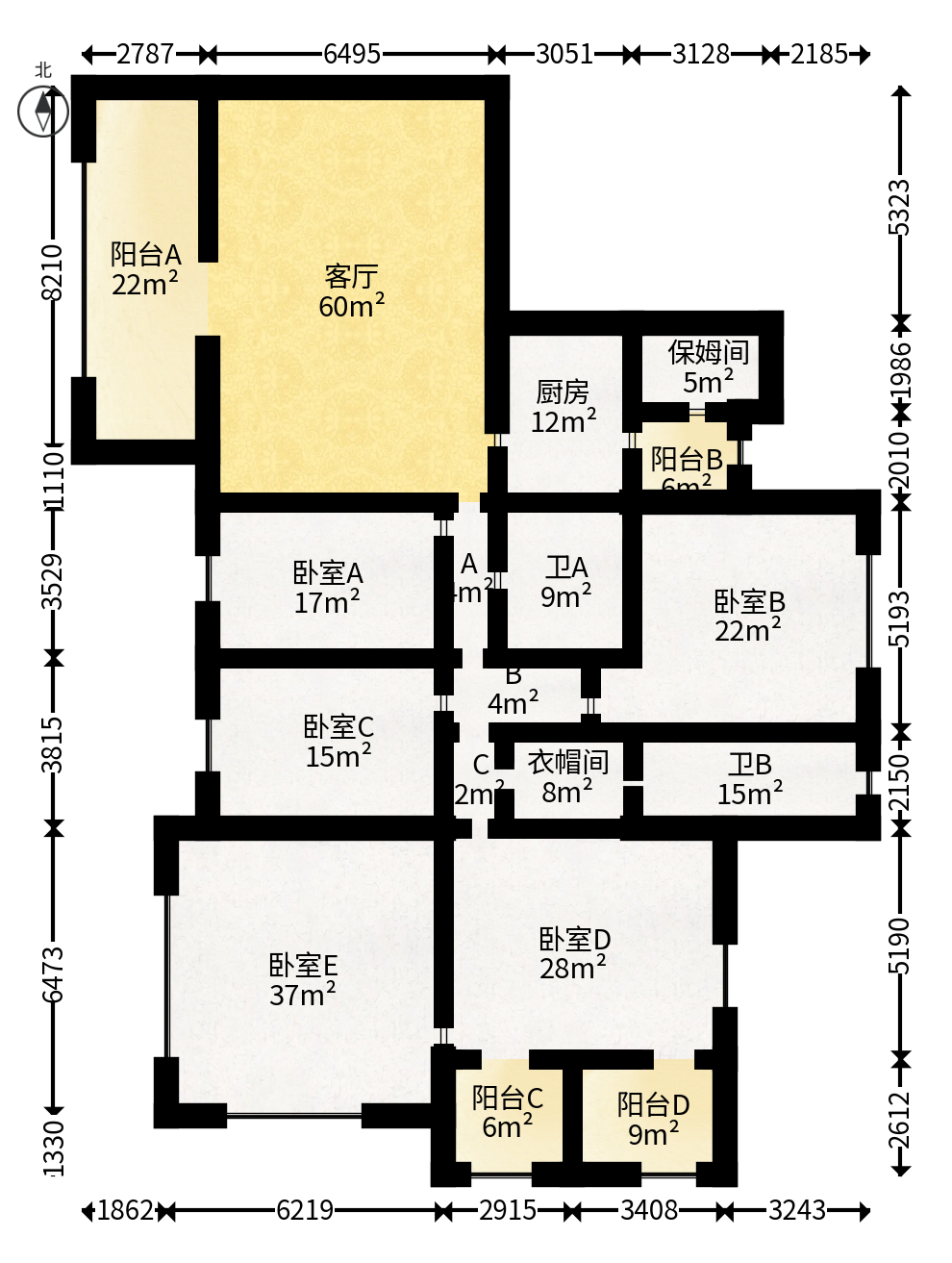 恒大雅苑  4室2厅3卫   268.00万户型图