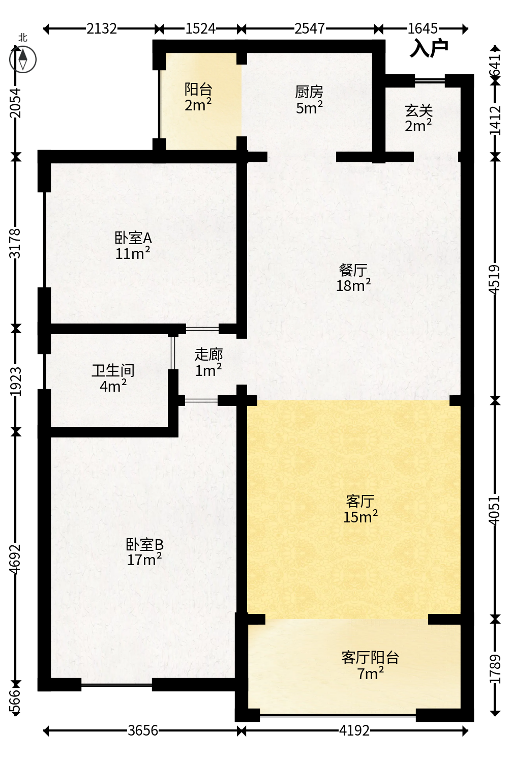 鑫远和城（一、二期）  1室2厅1卫   65.00万户型图