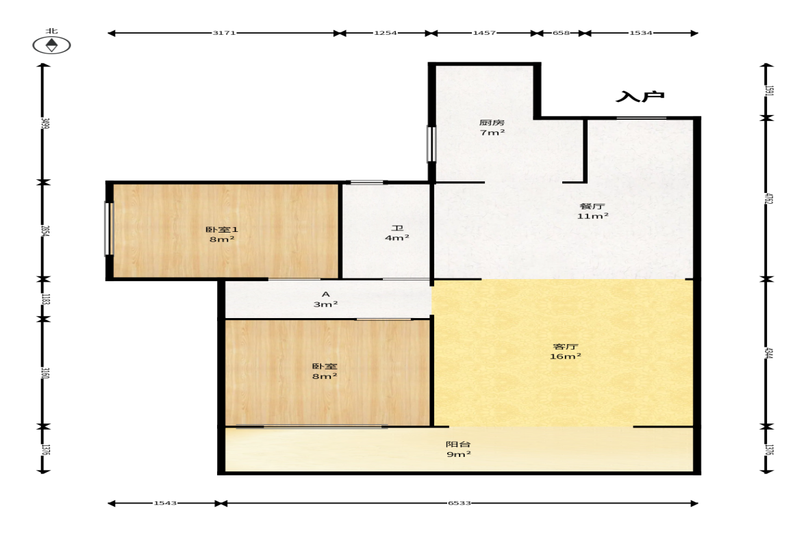 和悦城(蟠龙景苑)  3室2厅1卫    69.8万户型图