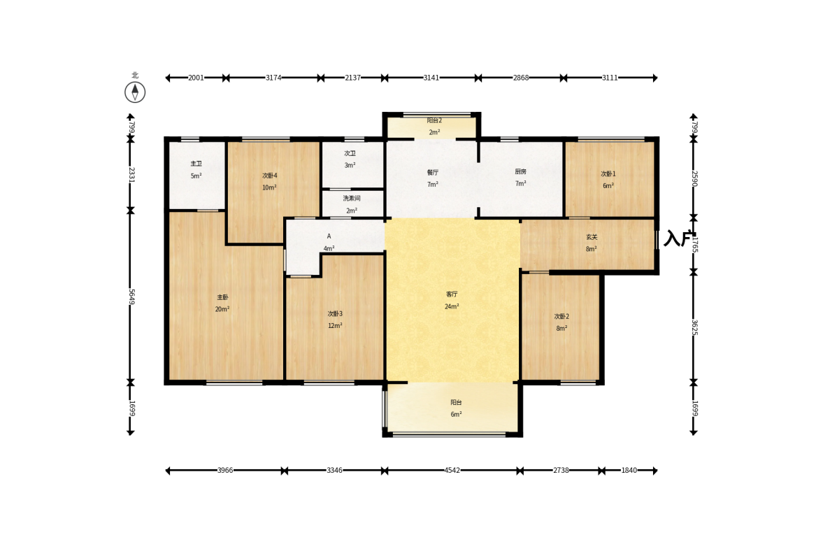 钱隆世家  4室2厅2卫    140.0万户型图