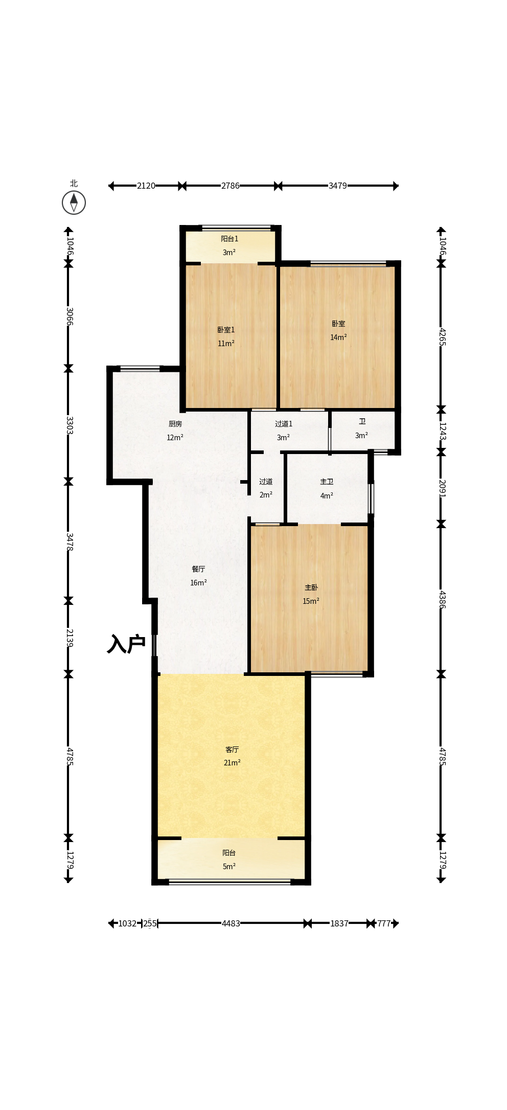 雍景园  3室2厅2卫    129.0万户型图
