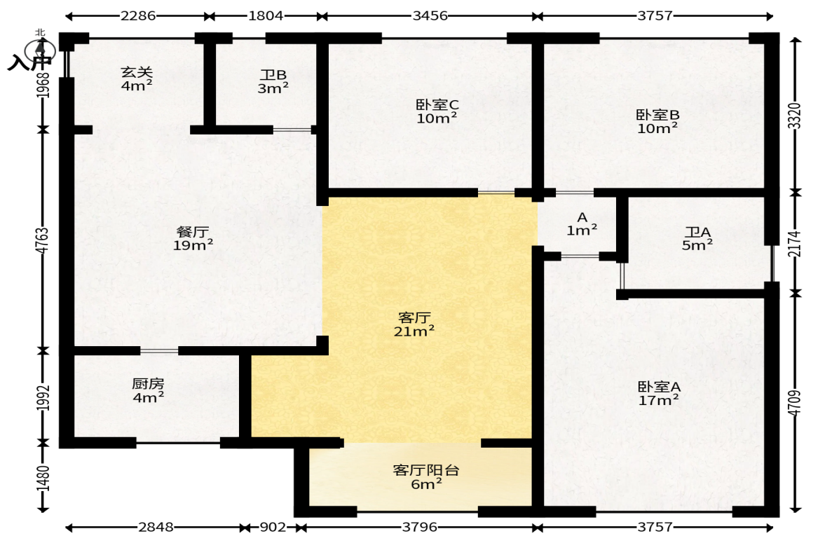 钰龙天下一期  3室2厅2卫    268.0万户型图