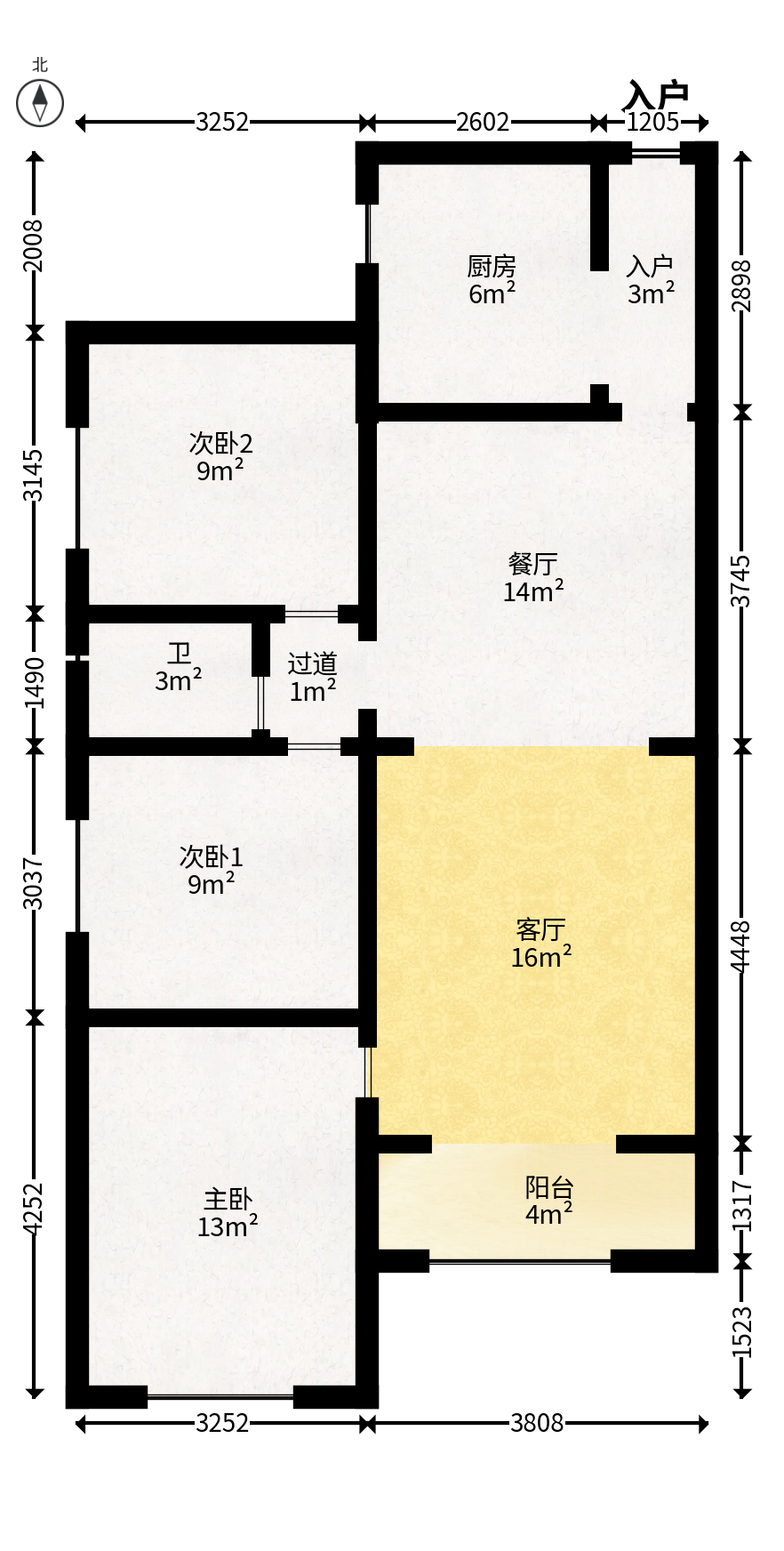 万科城  3室2厅1卫   95.00万户型图