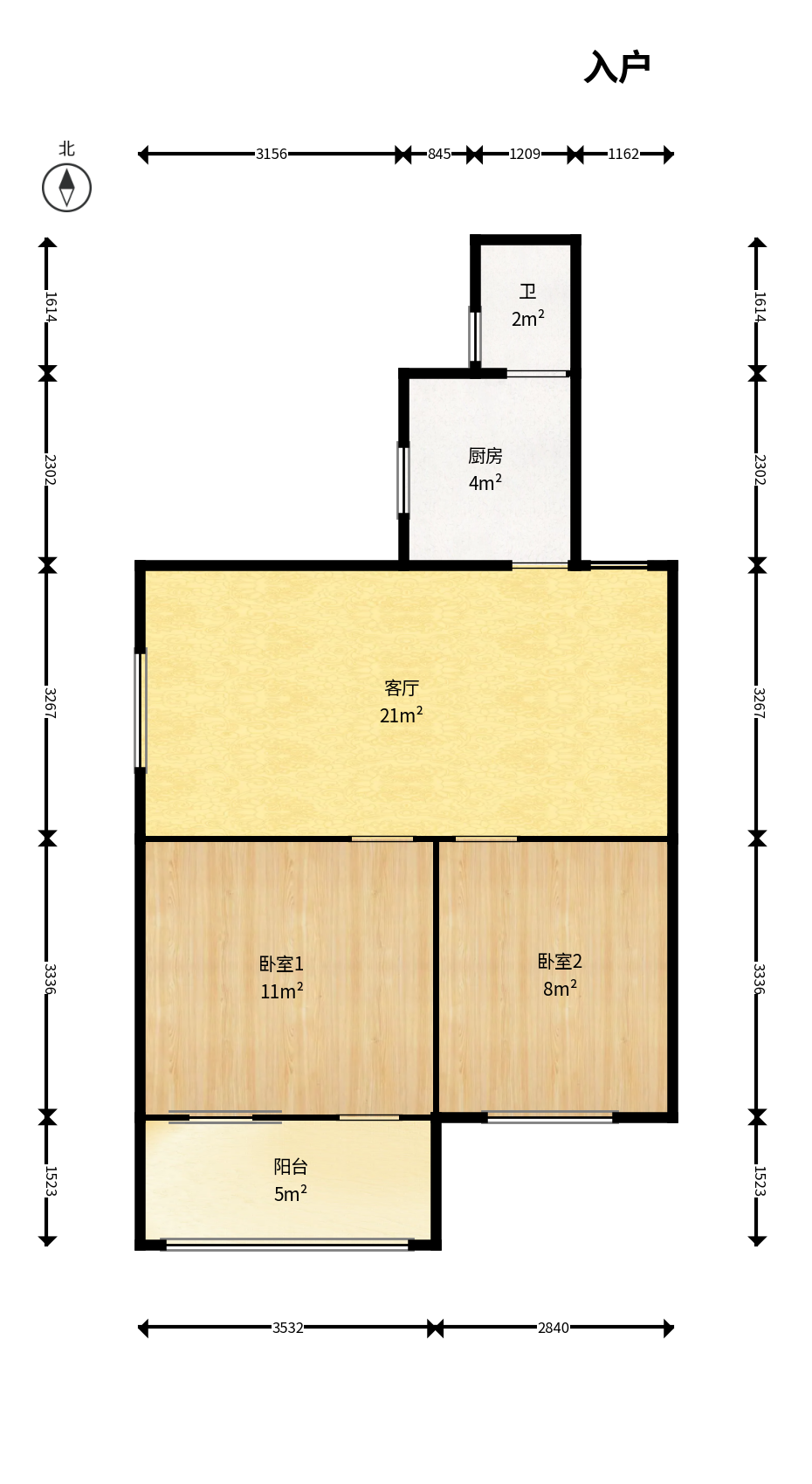 广厦新村  2室1厅1卫   35.00万户型图