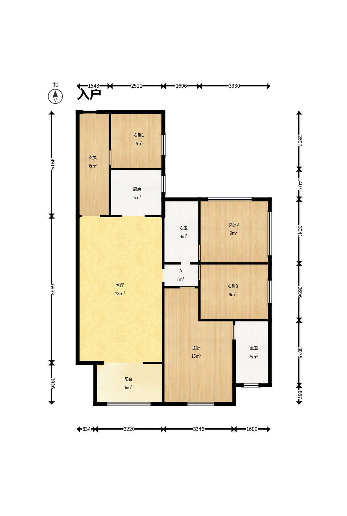 南璟滨江书苑  3室2厅2卫   69.50万户型图