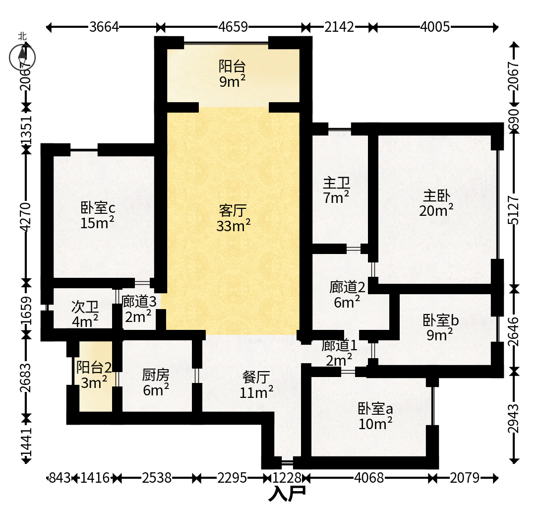 保利麓谷林语F区  4室2厅2卫   118.80万户型图