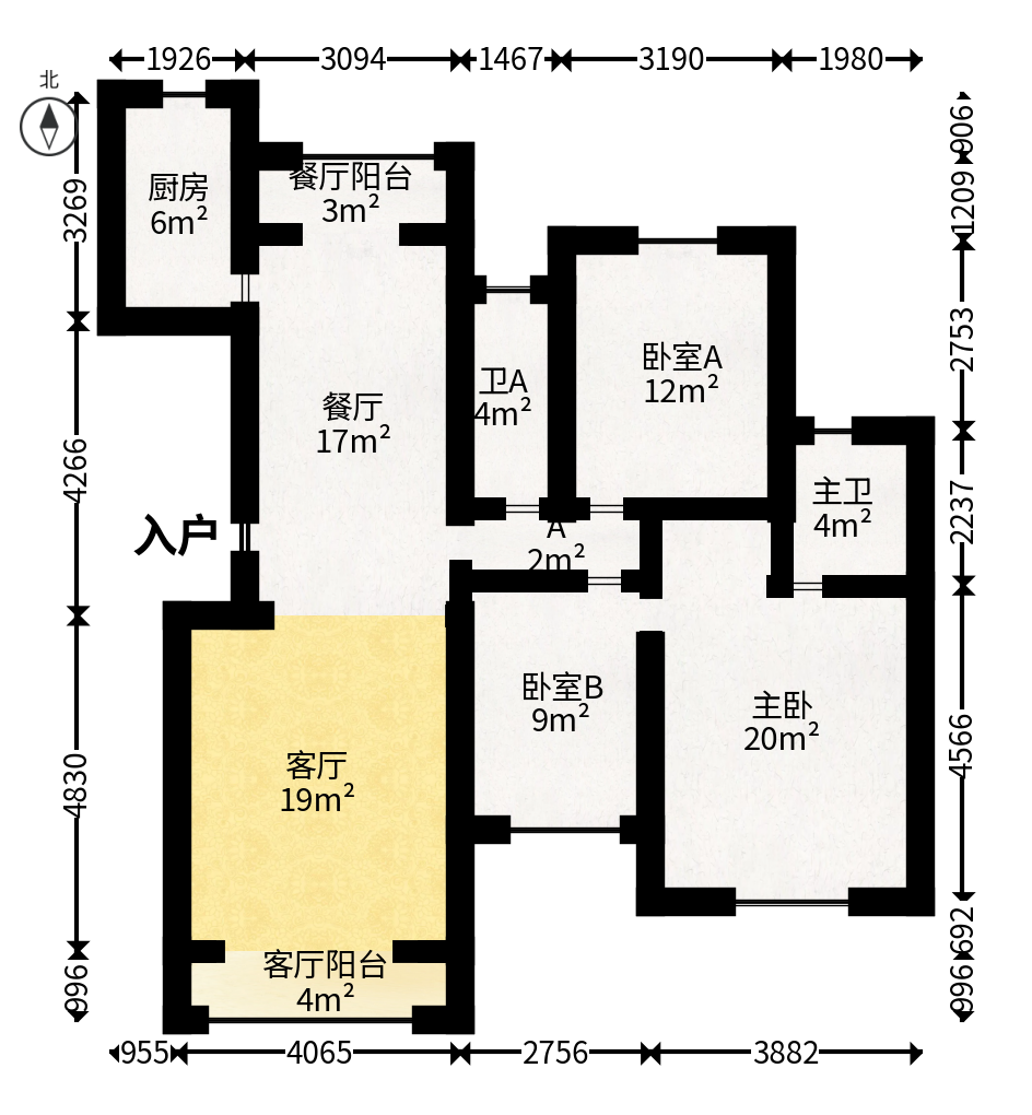 西岸润泽府  3室2厅2卫   131.00万户型图