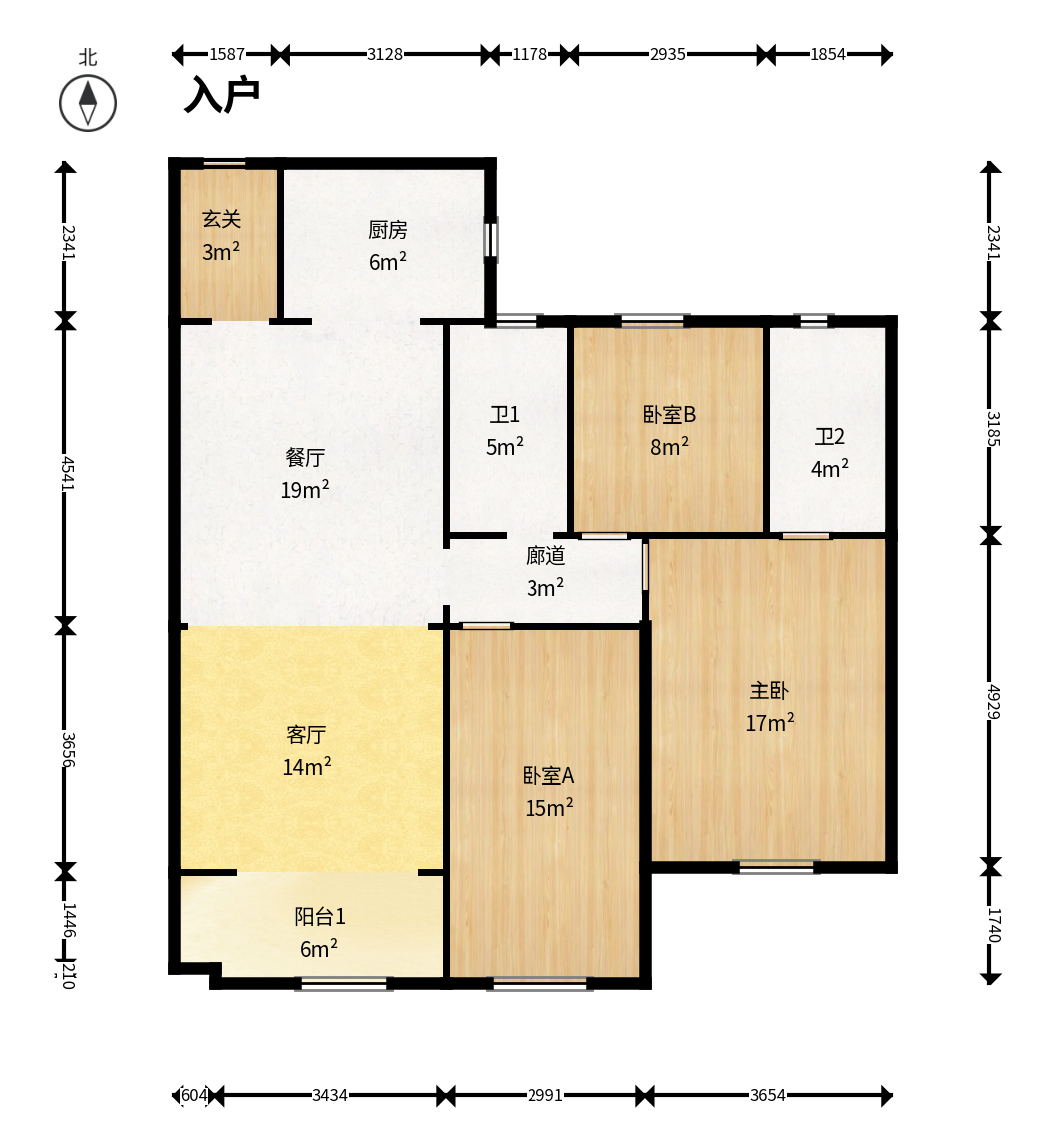 建投象山国际  3室2厅2卫   137.00万户型图